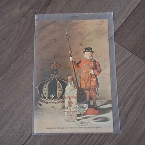 Vintage 50s Beefeater Gin Postcard Yeoman Warder Crown Martini Bar Advertising